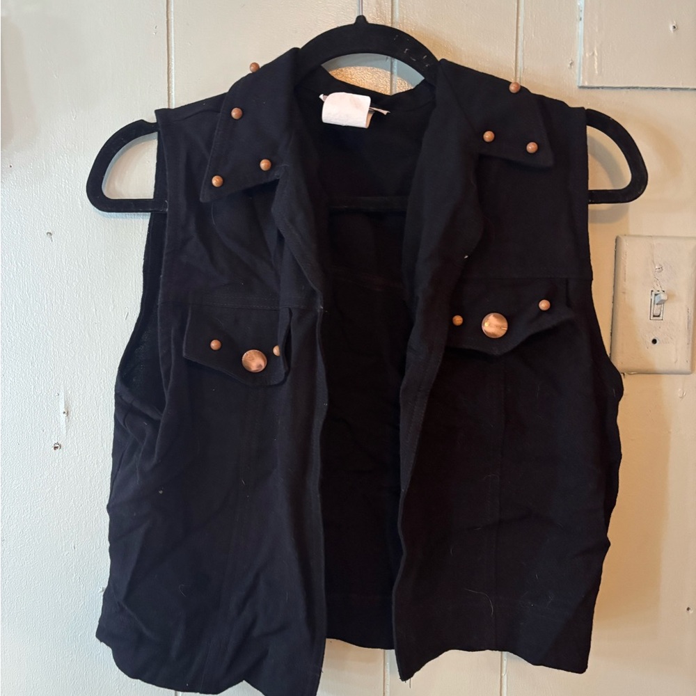 Black Sleeveless Vest with Gold Studs